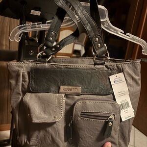 NWT Rosetti Charcoal and Black Tote Bag